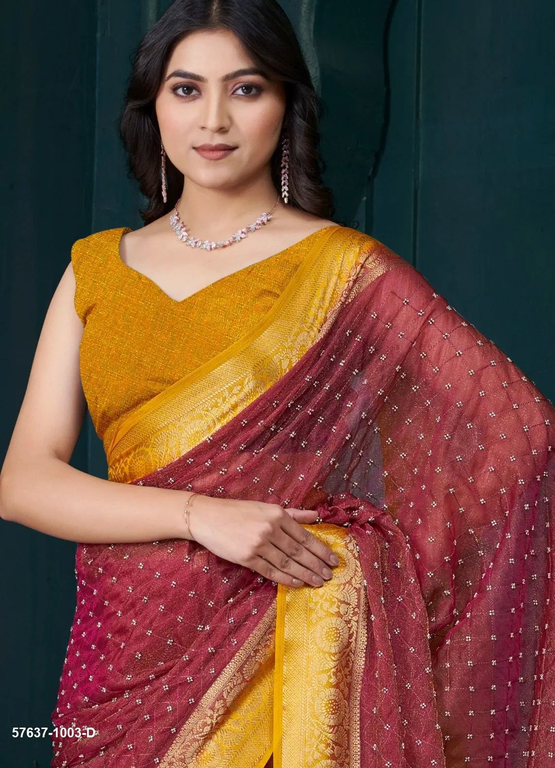 Wine Red Pure Silk Jacquard Woven Saree For Traditional / Religious-Occasions