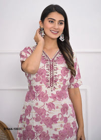 Pink Chanderi Printed Lounge-Wear Readymade Co-Ord Set