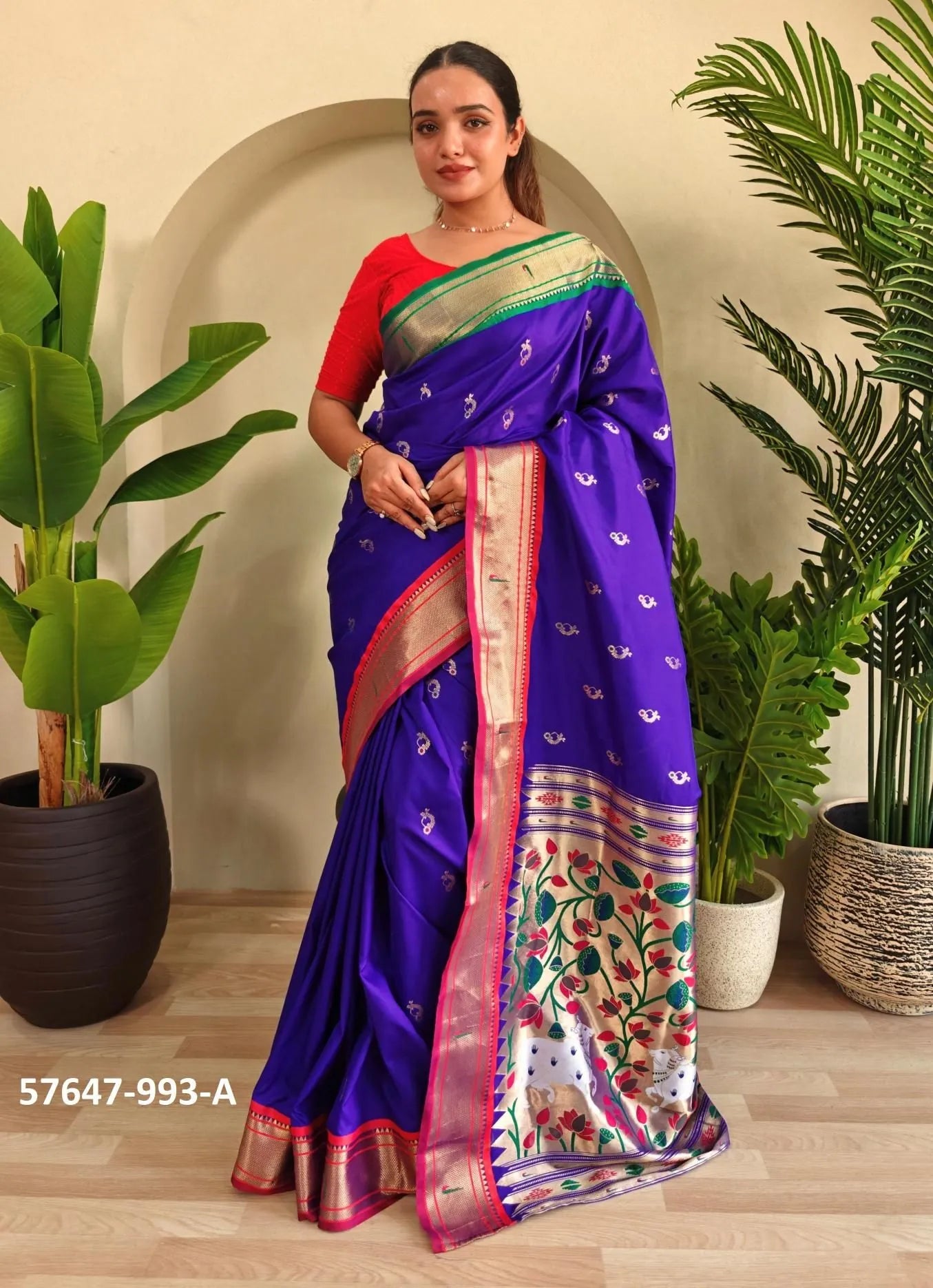 Violet Silk Woven Jacquard Saree For Traditional / Religious-Occasions