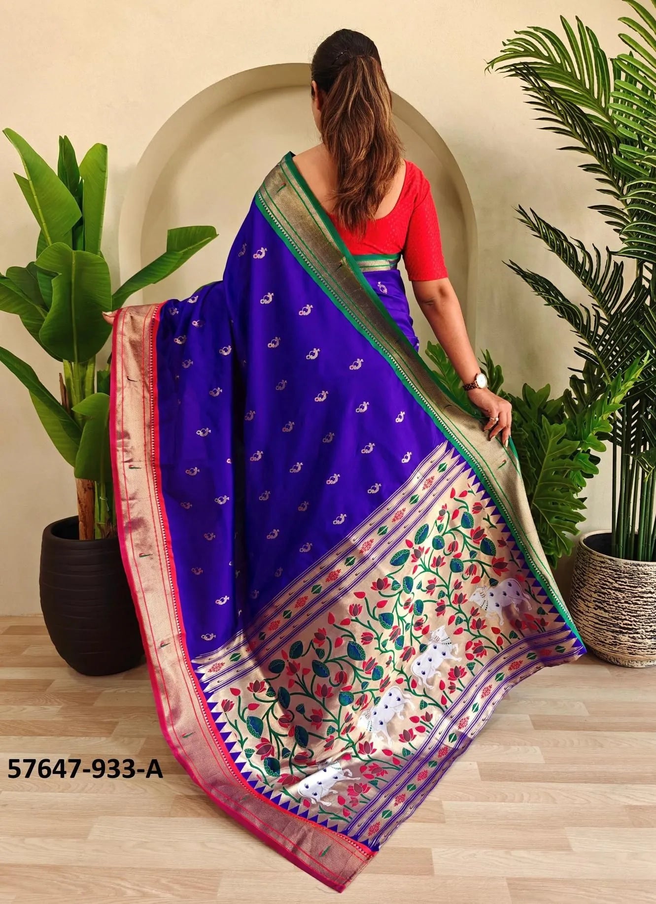Violet Silk Woven Jacquard Saree For Traditional / Religious-Occasions