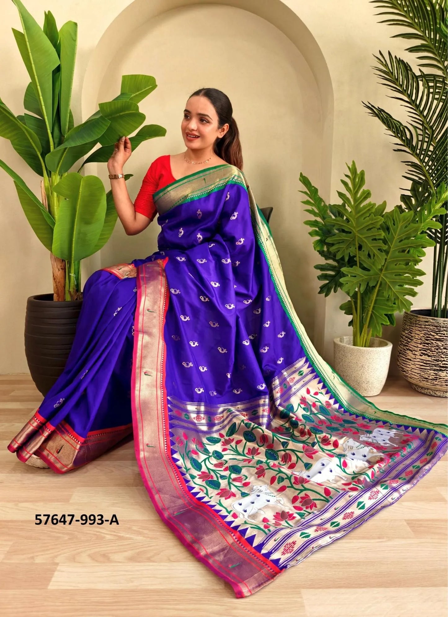 Violet Silk Woven Jacquard Saree For Traditional / Religious-Occasions