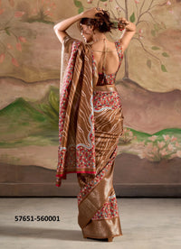 Brown Dolla Silk Printed Festive-Wear Saree