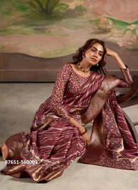 Wine Dolla Silk Printed Festive-Wear Saree