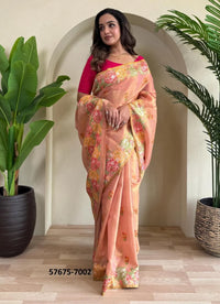 Light Coral Tissue Silk Woven Party-Wear Saree