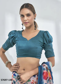 Blue Georgette Digitally Printed Sequins Saree For Kitty-Parties