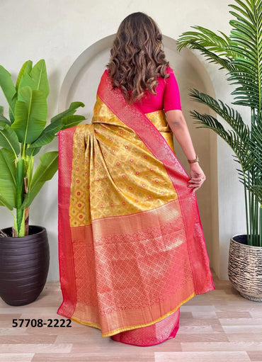 Orange Woven Tissue Saree For Traditional / Religious-Occasions