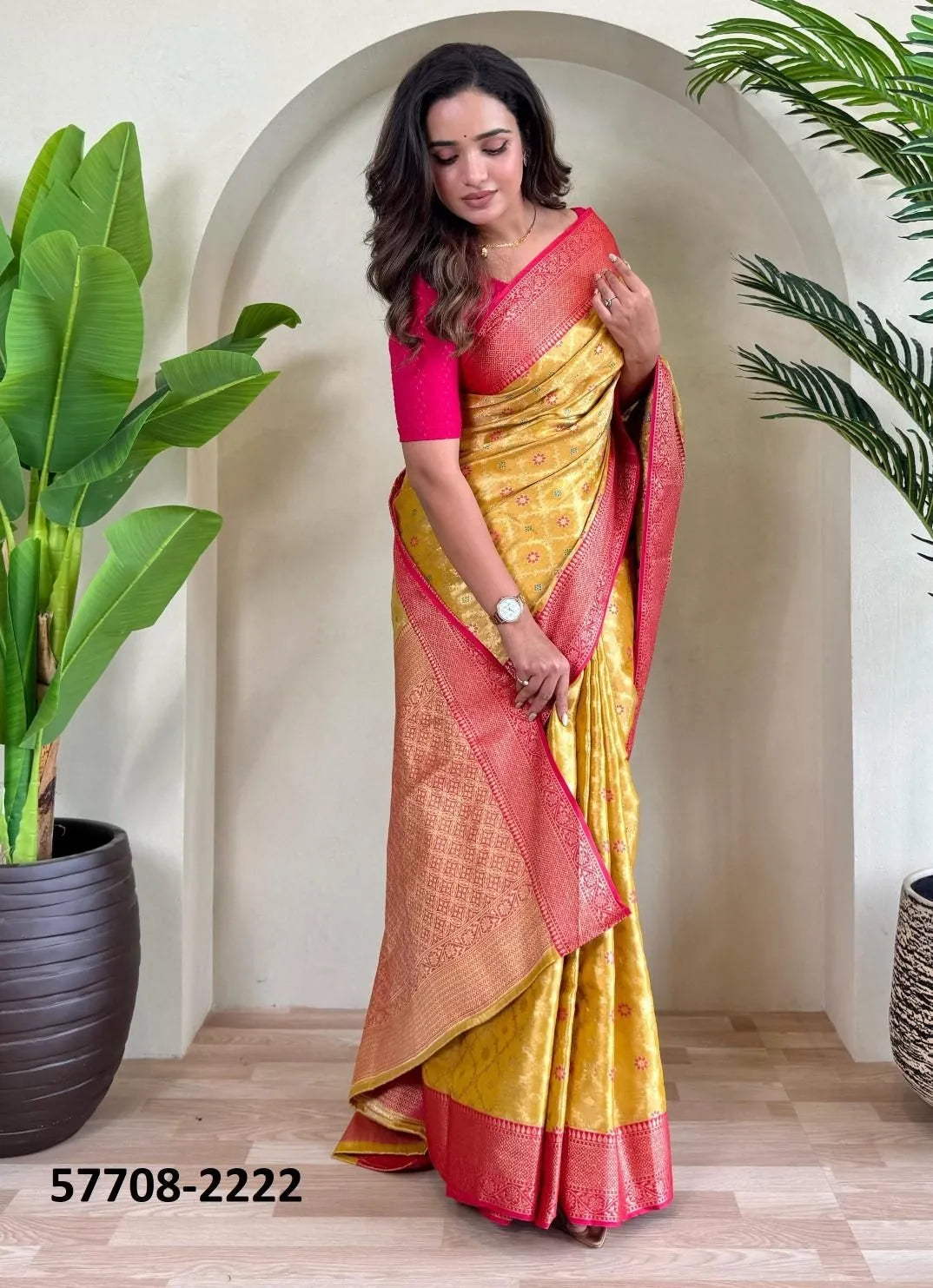 Orange Woven Tissue Saree For Traditional / Religious-Occasions