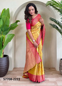 Orange Woven Tissue Saree For Traditional / Religious-Occasions