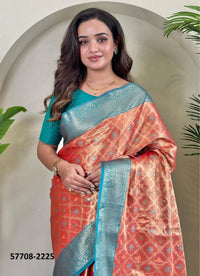 Salmon Woven Tissue Saree For Traditional / Religious-Occasions