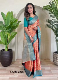 Salmon Woven Tissue Saree For Traditional / Religious-Occasions