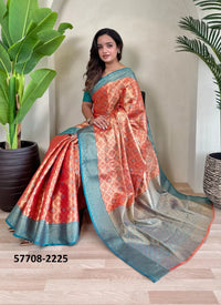 Salmon Woven Tissue Saree For Traditional / Religious-Occasions