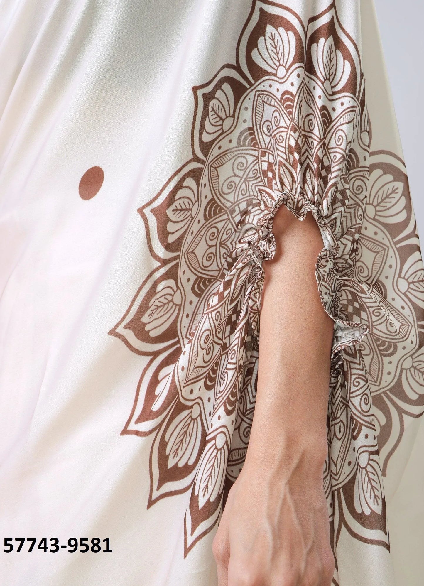 White Soft Crape Satin Printed Party-Wear Hands-Free Drape Saree