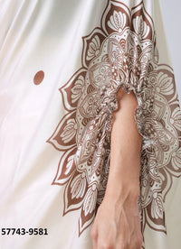 White Soft Crape Satin Printed Party-Wear Hands-Free Drape Saree