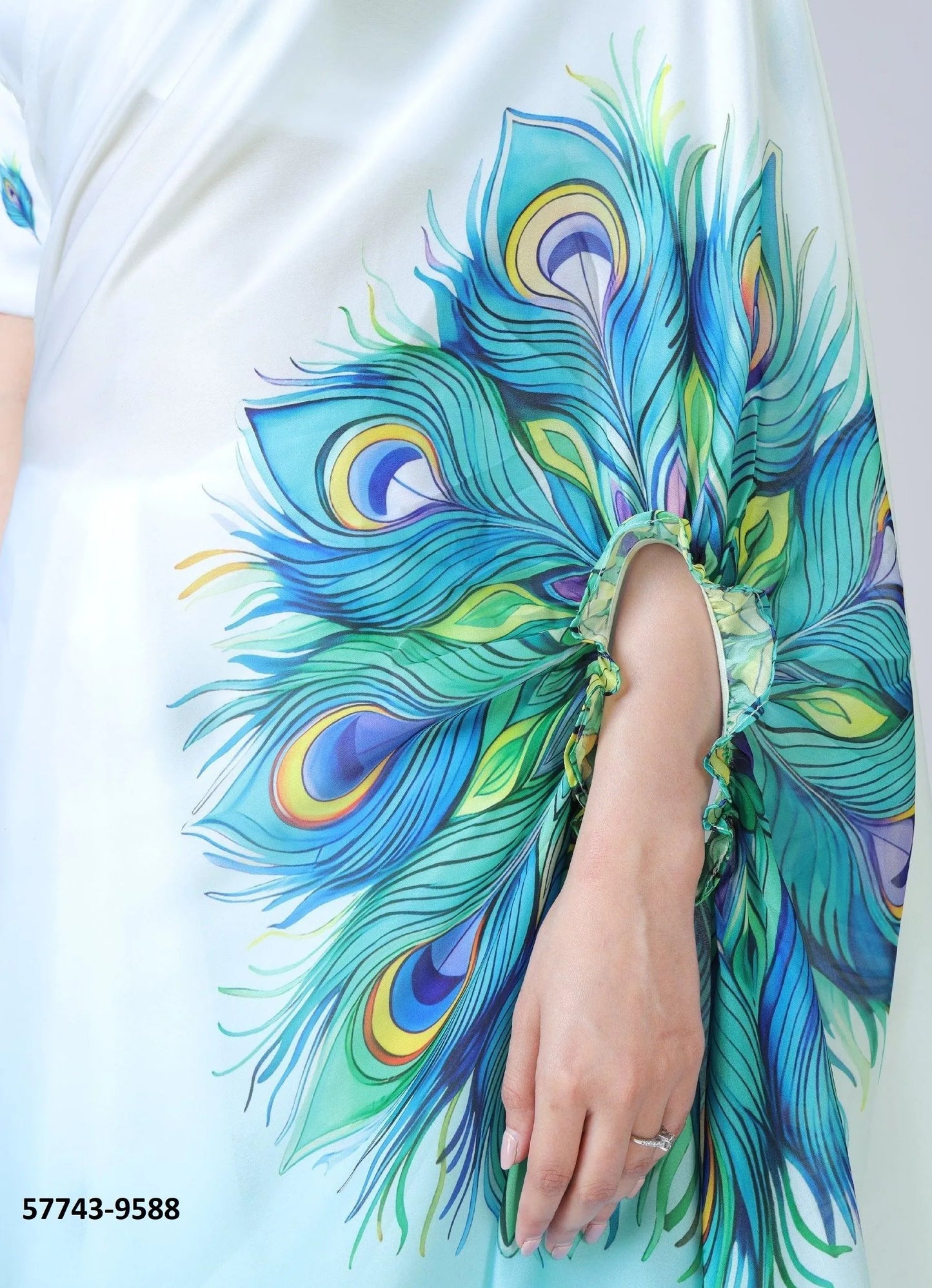 Sky Blue Soft Crape Satin Printed Party-Wear Hands-Free Drape Saree