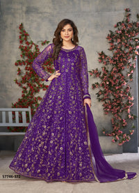 Violet Net Embroidered Ramadan-Special Floor-Length Salwar Kameez