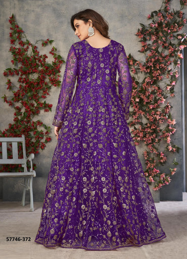 Violet Net Embroidered Ramadan-Special Floor-Length Salwar Kameez