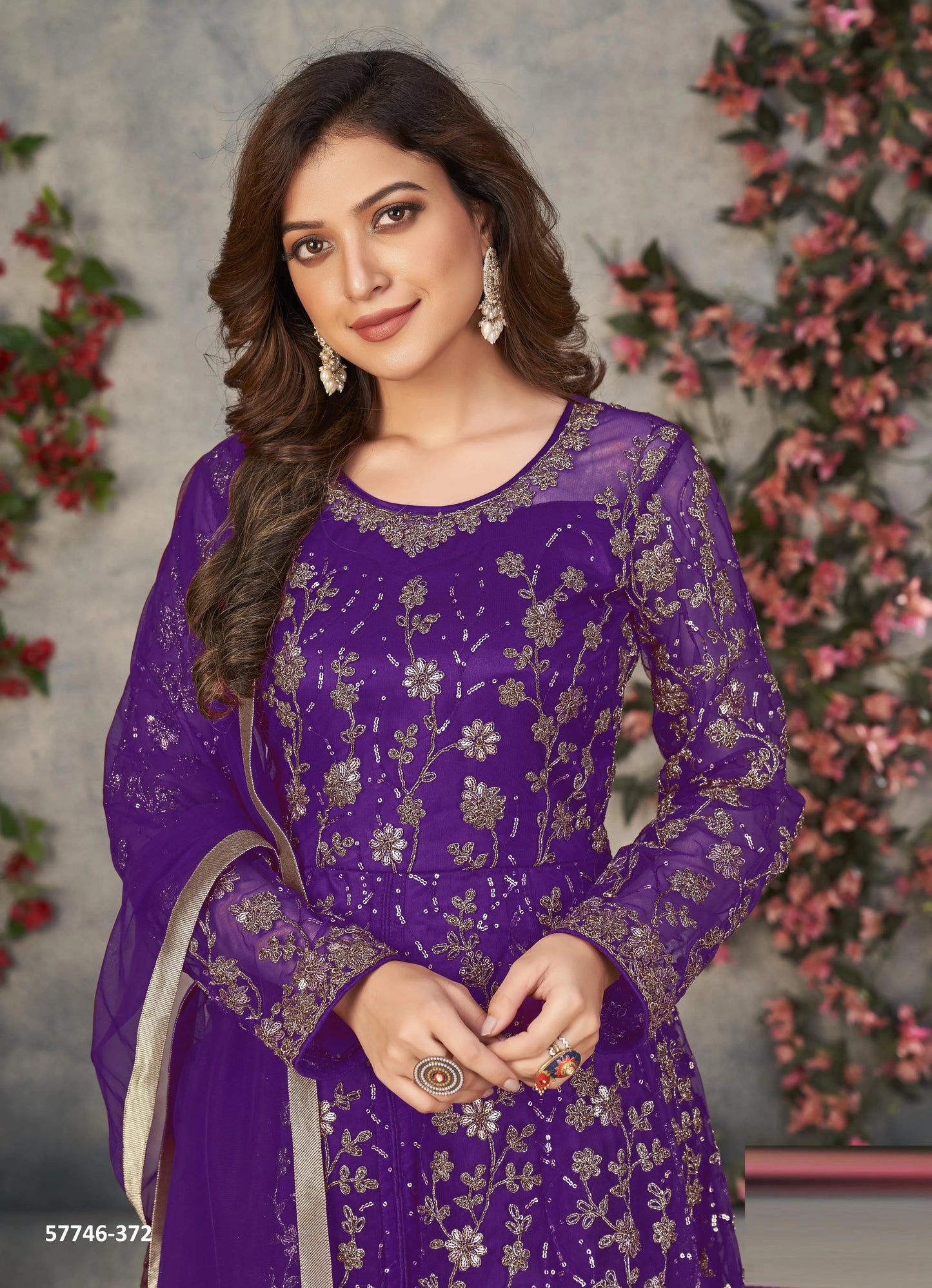 Violet Net Embroidered Ramadan-Special Floor-Length Salwar Kameez