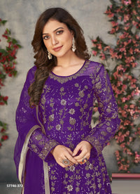 Violet Net Embroidered Ramadan-Special Floor-Length Salwar Kameez