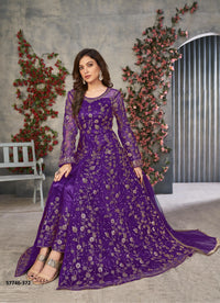 Violet Net Embroidered Ramadan-Special Floor-Length Salwar Kameez