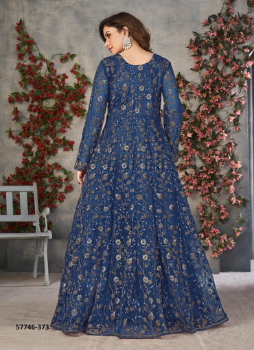 Royal Blue Net Embroidered Ramadan-Special Floor-Length Salwar Kameez