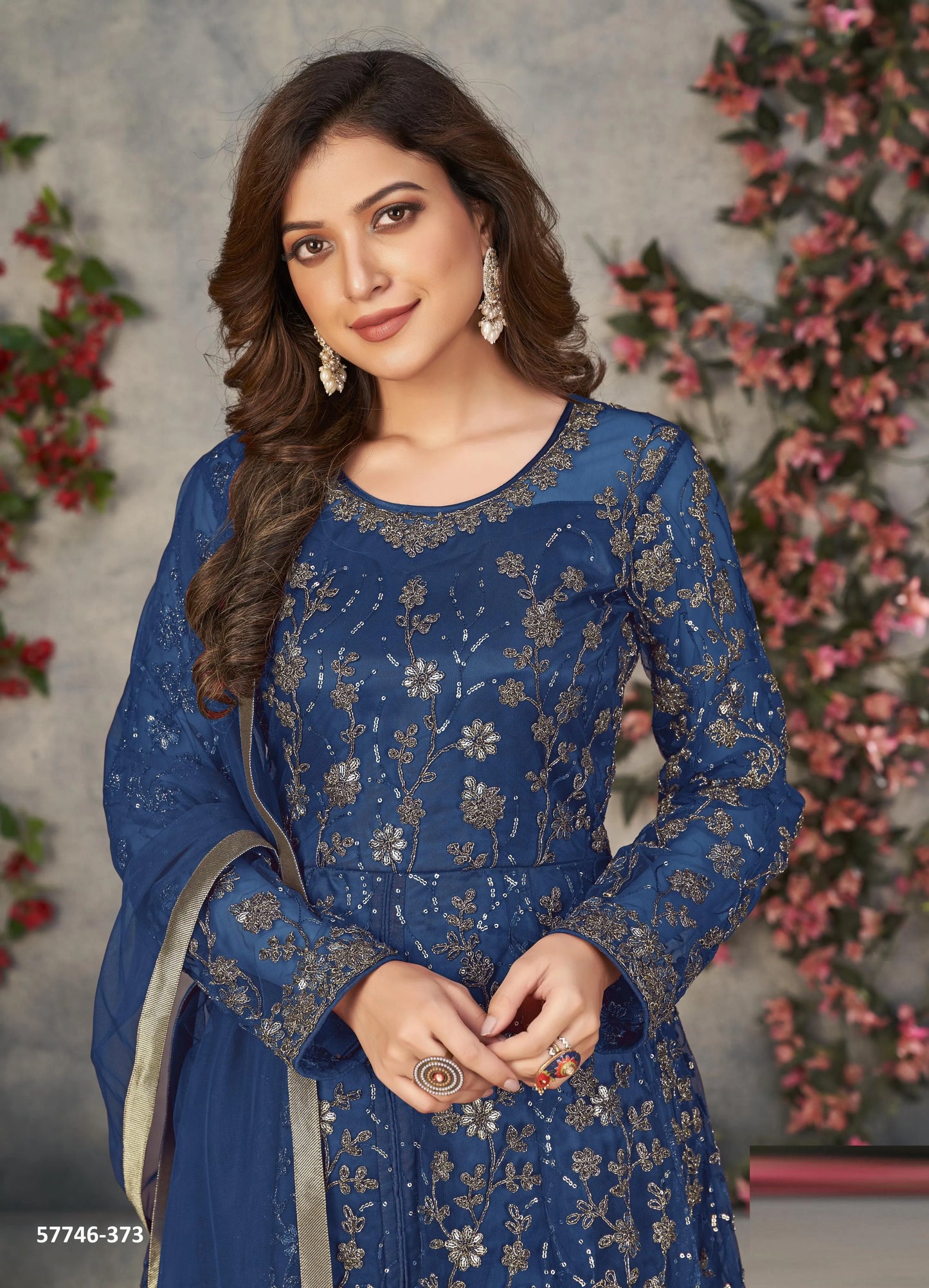 Royal Blue Net Embroidered Ramadan-Special Floor-Length Salwar Kameez