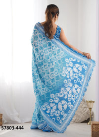 Sky Blue Chinon Digitally Printed Vibrant Saree For Kitty-Paries