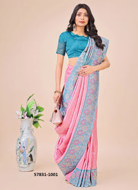 Pink Lichi Soft Silk Woven Festive-Wear Saree