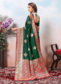 Dark Green Silk Woven Jacquard Saree For Traditional / Religious-Occasions