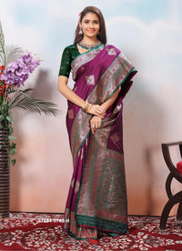 Aqua Green Silk Woven Jacquard Saree For Traditional / Religious-Occasions