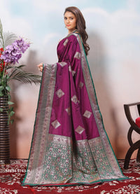 Aqua Green Silk Woven Jacquard Saree For Traditional / Religious-Occasions