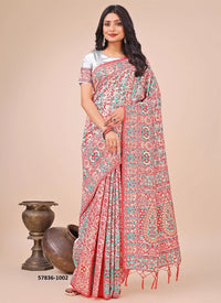 Pink Cotton Woven Handloom Saree For Traditional / Religious-Occasions
