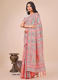 Pink Cotton Woven Handloom Saree For Traditional / Religious-Occasions