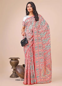 Pink Cotton Woven Handloom Saree For Traditional / Religious-Occasions