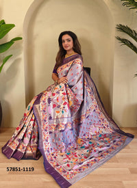 Light Lavender Woven Paithani Silk Saree For Traditional / Religious-Occasions