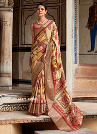 Yellow Soft Silk Printed Casual-Wear Saree