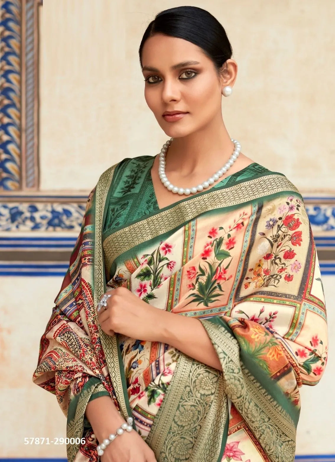 Green Soft Silk Printed Casual-Wear Saree