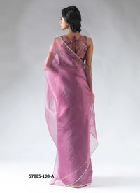 Mauve Pink Organza Zarkan-Work Evening-Wear Ready-To-Wear Saree