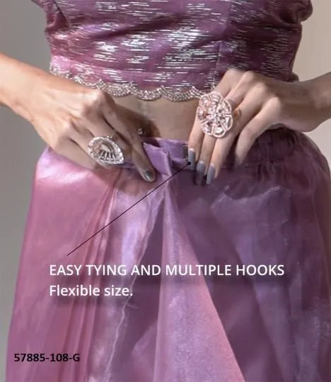 Lavender Organza Zarkan-Work Evening-Wear Ready-To-Wear Saree
