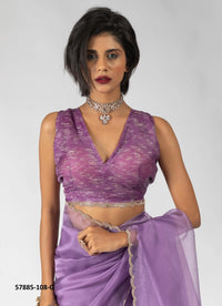 Lavender Organza Zarkan-Work Evening-Wear Ready-To-Wear Saree