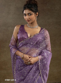 Lavender Organza Zarkan-Work Evening-Wear Ready-To-Wear Saree