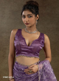 Lavender Organza Zarkan-Work Evening-Wear Ready-To-Wear Saree
