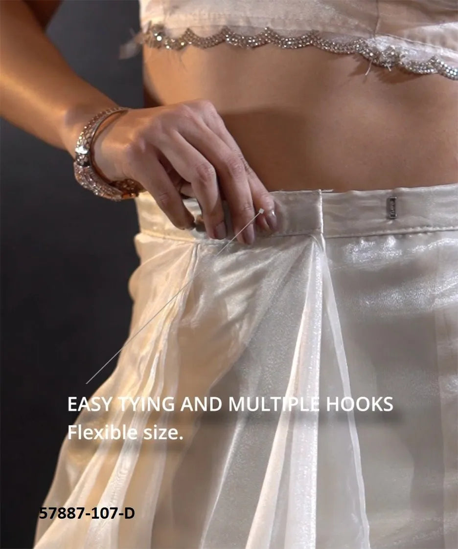 White Organza Zarkan-Work Evening-Wear Ready-To-Wear Saree