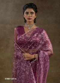 Purple Organza Zarkan-Work Evening-Wear Ready-To-Wear Saree