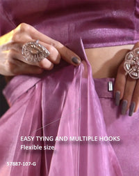 Purple Organza Zarkan-Work Evening-Wear Ready-To-Wear Saree