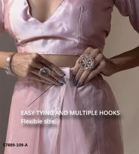 Pink Net Zarkan-Work Evening-Wear Ready-To-Wear Saree