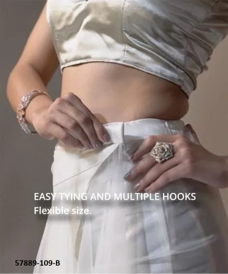 White Net Zarkan-Work Evening-Wear Ready-To-Wear Saree