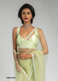 Light Green Net Zarkan-Work Evening-Wear Ready-To-Wear Saree