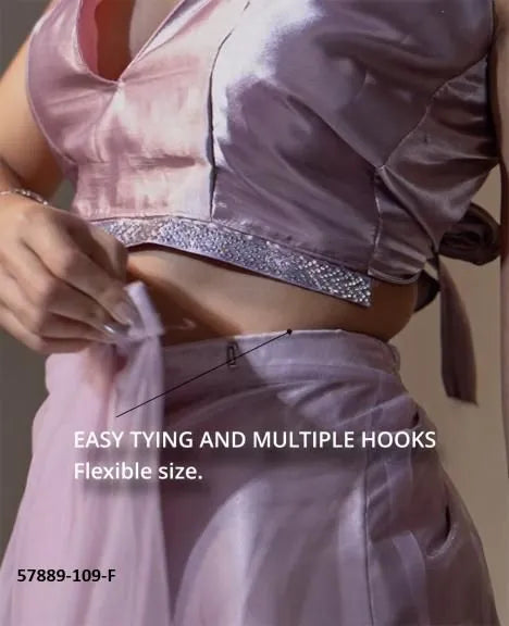 Mauve Net Zarkan-Work Evening-Wear Ready-To-Wear Saree