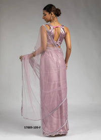 Mauve Net Zarkan-Work Evening-Wear Ready-To-Wear Saree