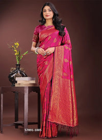Magenta Silk Woven Festive-Wear Desi Saree